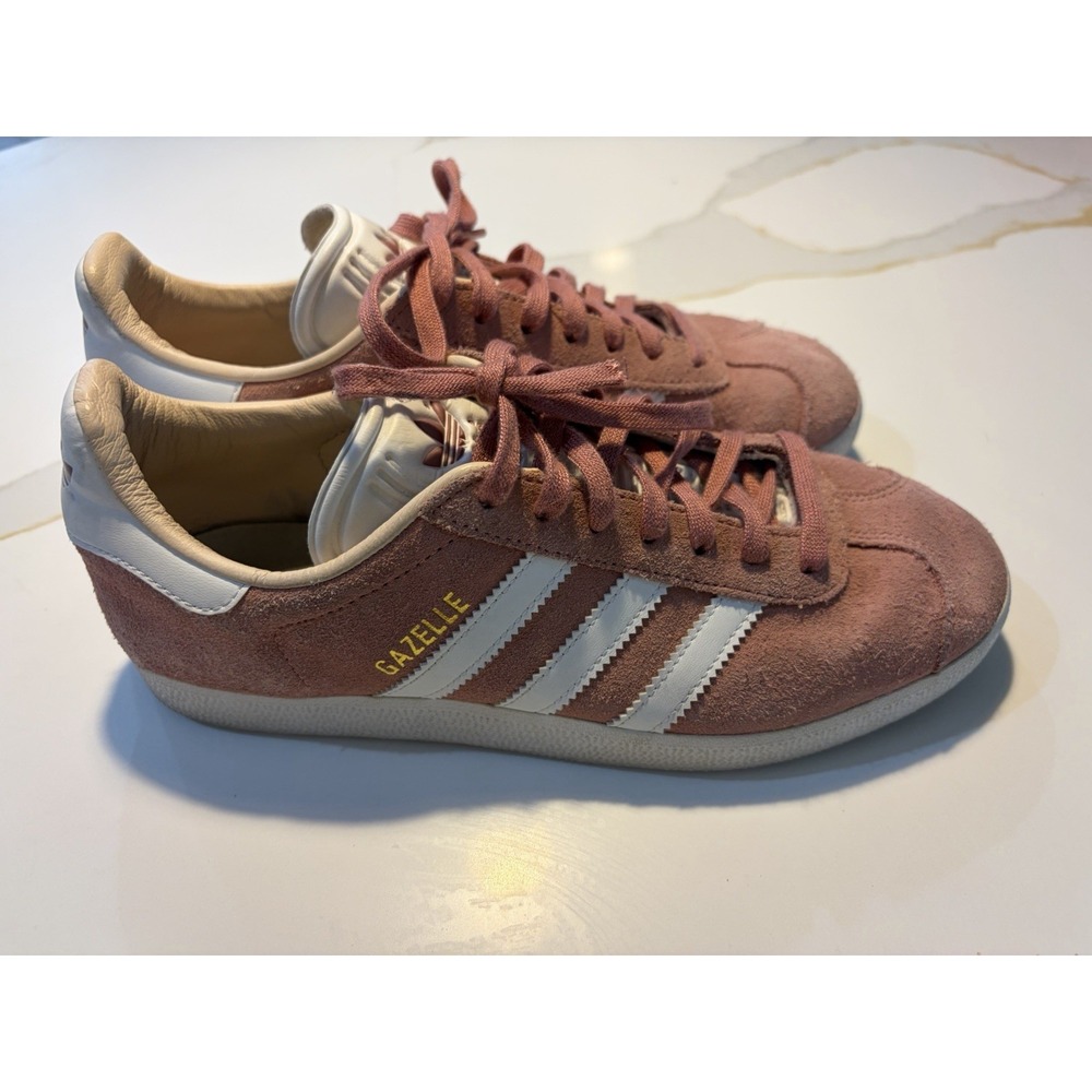 Adidas Gazelle Pink Suede Sneakers Women's Size 7 White Stripe Casual Shoes